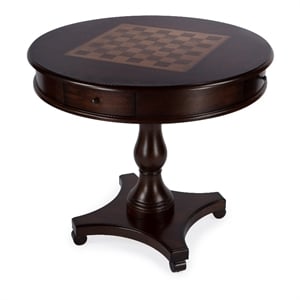 Beaumont Lane Traditional 34&quotD Round Wood Game Table in Cherry Brown