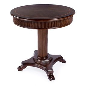 Beaumont Lane Traditional 36&quot Ribbed Wood Pedestal Foyer Table in Brown