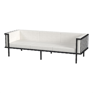 Beaumont Lane Contemporary Outdoor Patio Sofa in Black And White