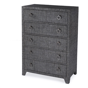 Beaumont Lane Wood Traditional 5 Drawer Dresser in Charcoal Gray