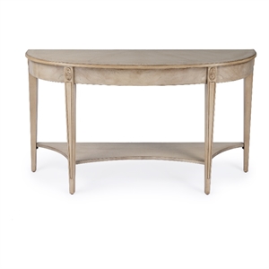 Beaumont Lane Traditional 54&quotW Demilune Console Table in Antique Beige