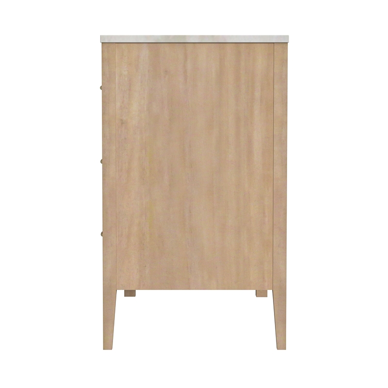 Beaumont Lane Modern 6 Drawer Wood And Marble Dresser in Light Beige
