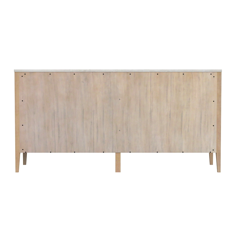 Beaumont Lane Modern 6 Drawer Wood And Marble Dresser in Light Beige