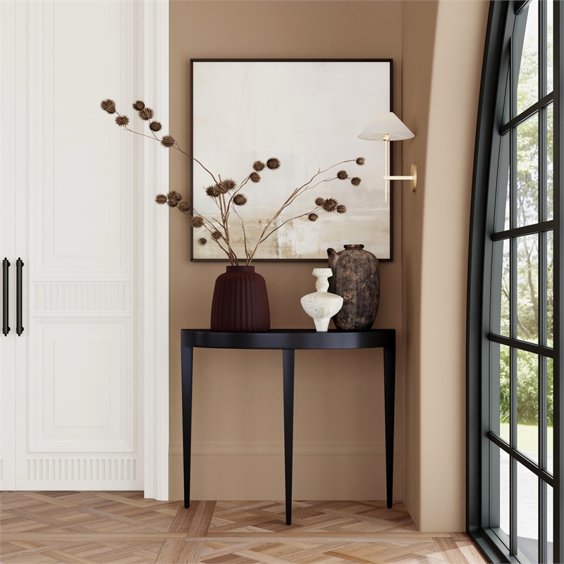 Beaumont Lane Modern Mid-Century Wood Console Table in Black