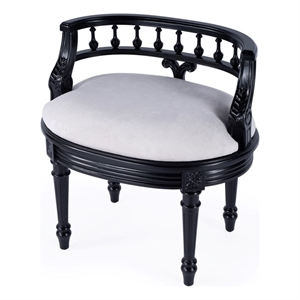 Beaumont Lane Traditional Upholstered 22.5&quotW Vanity Seat -Black Licorice