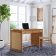 Beaumont Lane Modern Cane And Wood 3-Drawer Writing Desk in Brown