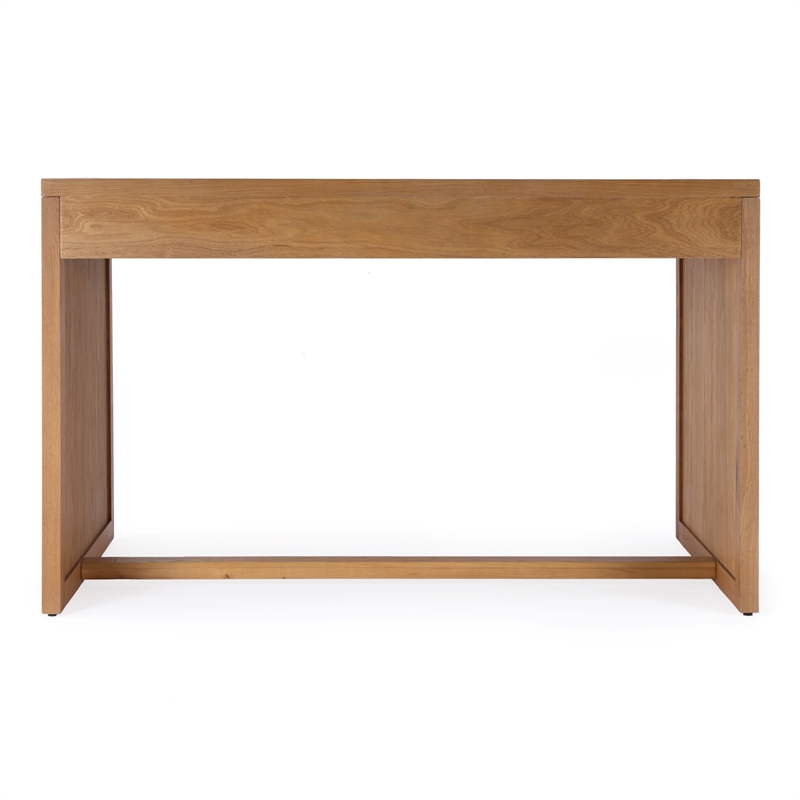 Beaumont Lane Modern Cane And Wood 3-Drawer Writing Desk in Brown