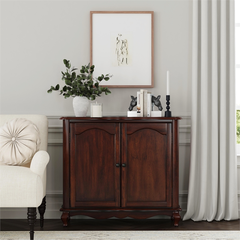 Beaumont Lane Traditional European Wood Accent Cabinet in Antique Cherry