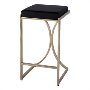 Beaumont Lane Contemporary 24&quot Counter Stool in Black Leather