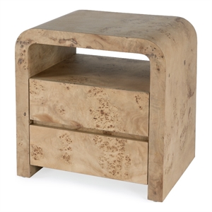 Beaumont Lane Contemporary 2 Drawer Nightstand in Light Burl