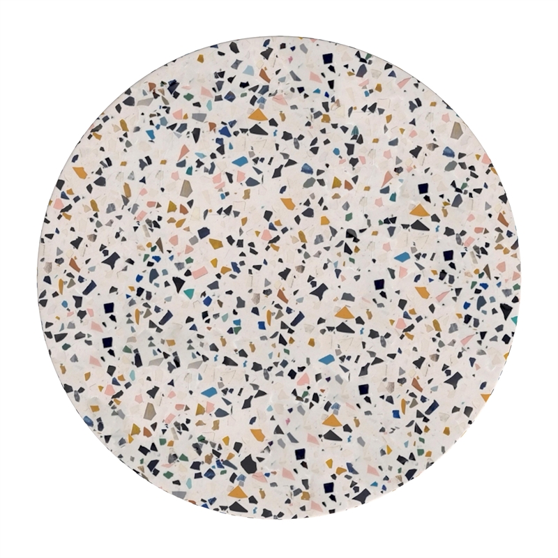 Beaumont Lane Modern Outdoor Terrazzo Side Table in White / Multicolor