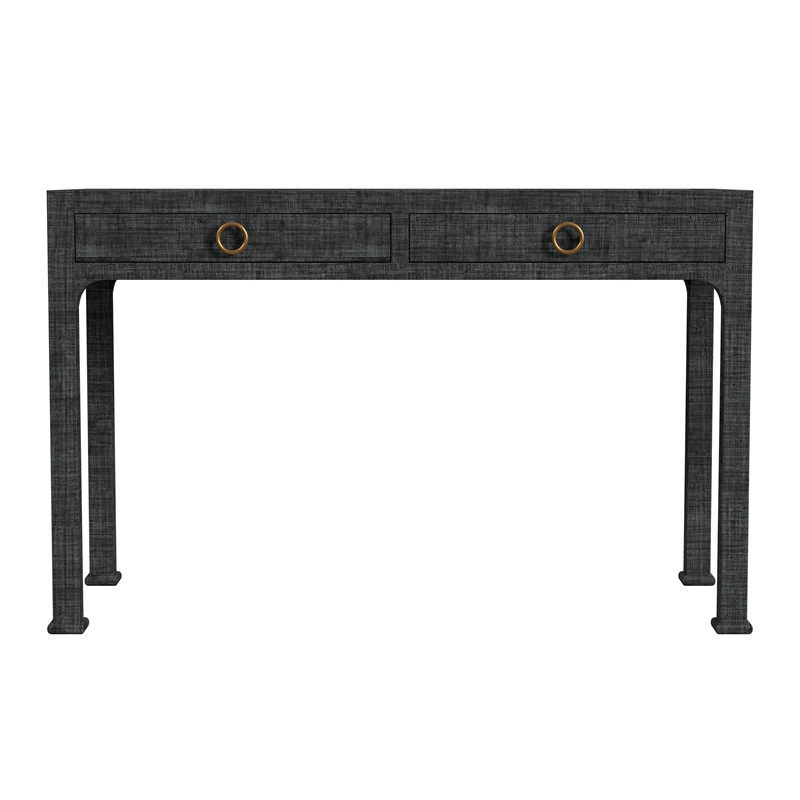Beaumont Lane Traditional And Wood 2-Drawer Desk in Charcoal Raffia