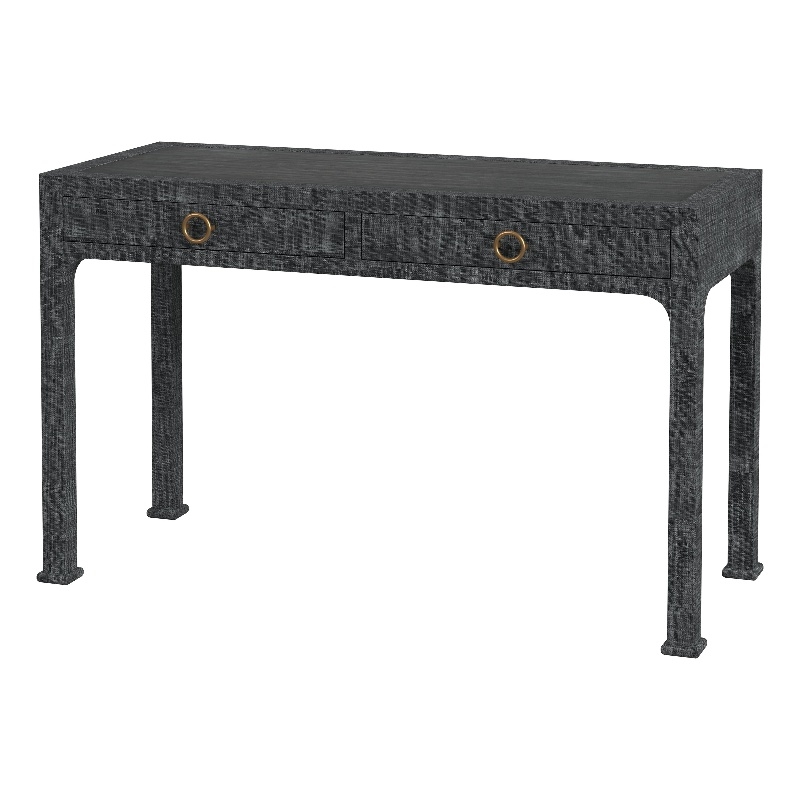 Beaumont Lane Traditional And Wood 2-Drawer Desk in Charcoal Raffia