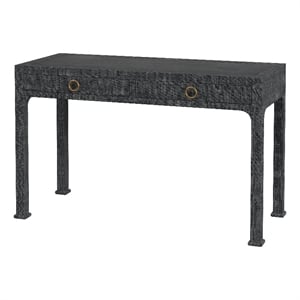 Beaumont Lane Traditional And Wood 2-Drawer Desk in Charcoal Raffia