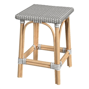 Beaumont Lane Coastal Square 24&quotH Rattan Counter Stool in Gray/White