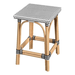 Beaumont Lane Coastal Square 24&quotH Rattan Counter Stool in White/Black
