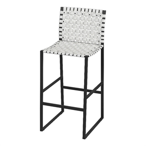 Beaumont Lane Modern Woven Leather Rectangular 28&quot Barstool in White
