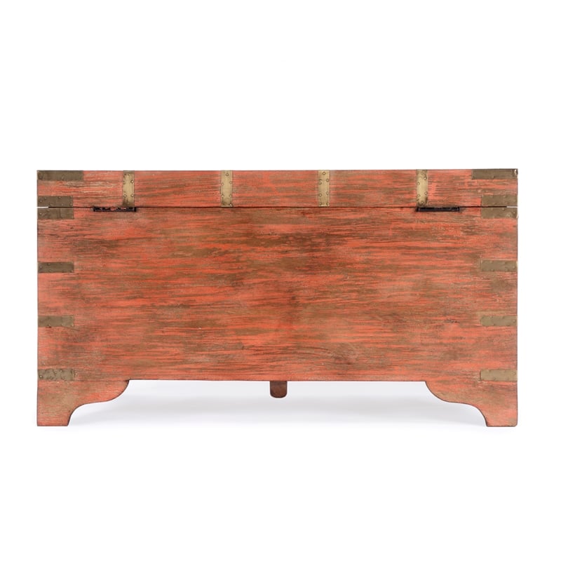 Beaumont Lane Transitional Wood Storage Trunk Coffee Table In Pink