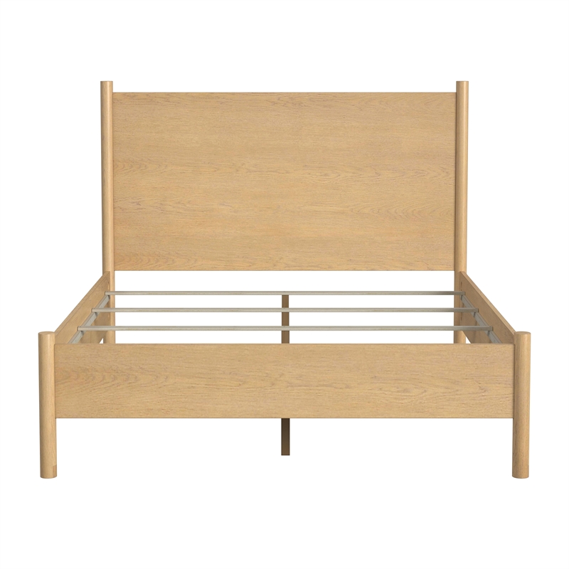 Beaumont Lane Mid-Century Rounded Leg Queen Bed in Light Natural Wood
