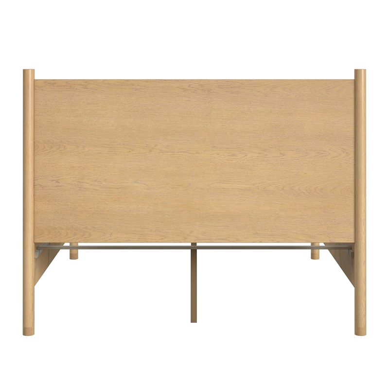 Beaumont Lane Mid-Century Rounded Leg Queen Bed in Light Natural Wood