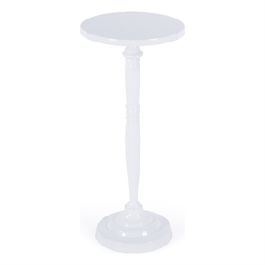 Beaumont Lane Traditional Outdoor Round Metal Pedestal Side Table in Ivory