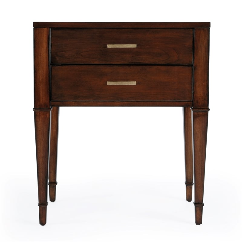 Beaumont Lane Contemporary 2 Drawer End Table in Antique Cherry