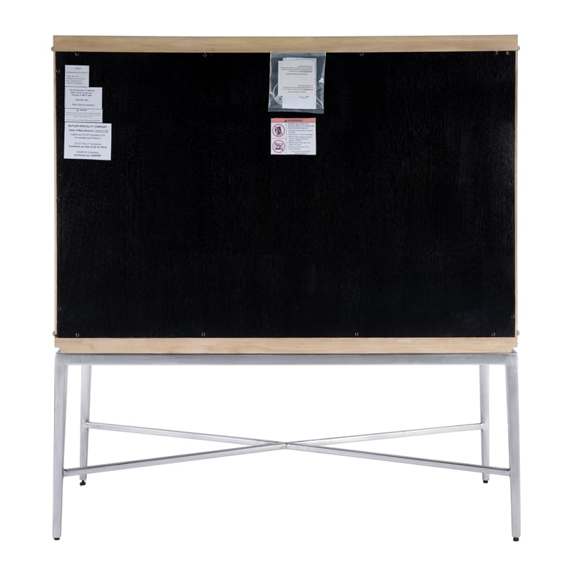 Beaumont Lane Contemporary 2- Door Wine Cabinet in Tan/Beige
