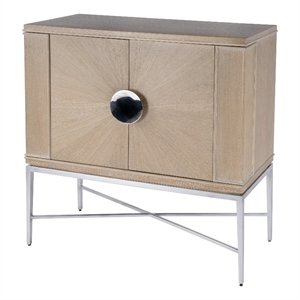 Beaumont Lane Contemporary 2- Door Wine Cabinet in Tan/Beige