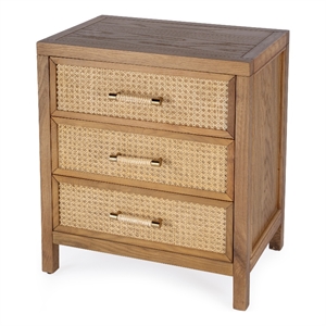 Beaumont Lane Modern Cane And Solid Wood 3 Drawer Chest in Natural