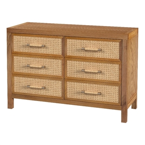 Beaumont Lane Modern Cane And Solid Wood 6-Drawer Dresser in Natural