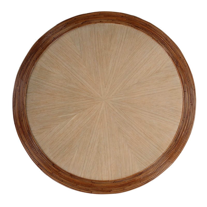 Beaumont Lane Contemporary Rattan Drum Coffee Table in Brown