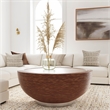 Beaumont Lane Contemporary Rattan Drum Coffee Table in Brown