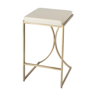 Beaumont Lane Modern 31&quot Upholstered Bar Stool in Ivory / Gold
