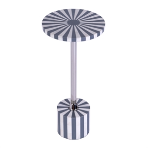 Beaumont Lane Modern Stainless Steel & Bone Inlay Round Side Table in Gray