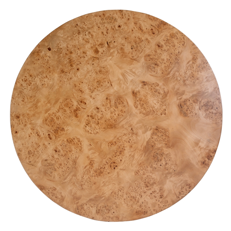 Beaumont Lane Mid-Century Round Burl Coffee Table in Traditional Brown Burl