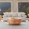Beaumont Lane Mid-Century Round Burl Coffee Table in Traditional Brown Burl