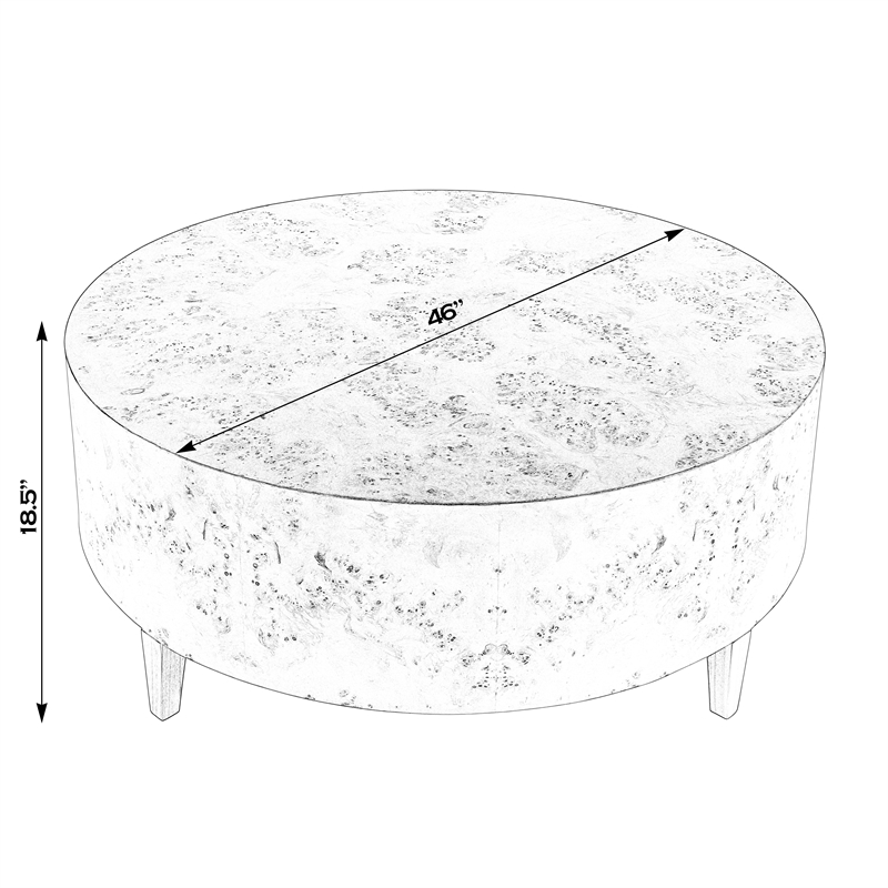 Beaumont Lane Mid-Century Round Burl Coffee Table in Traditional Brown Burl