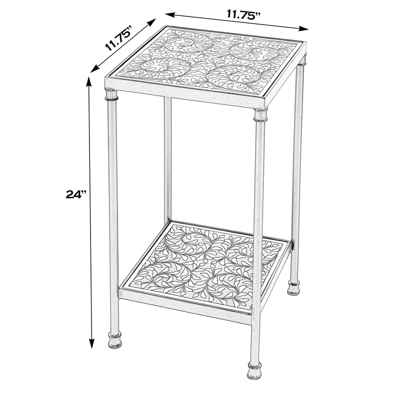 Beaumont Lane Modern Resin And Bone Inlay Side Table in Black / White