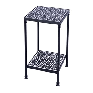 Beaumont Lane Modern Resin And Bone Inlay Side Table in Black / White