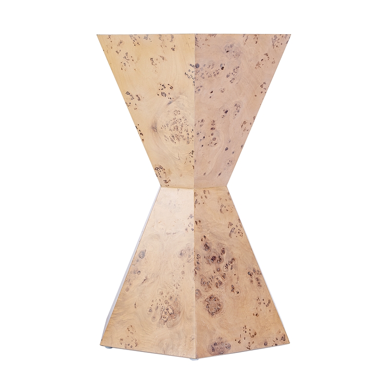 Beaumont Lane Modern Burl Wood Hexagon Side Table in Light Burl