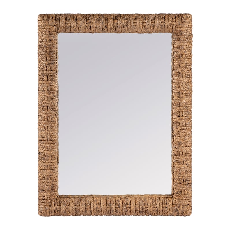Beaumont Lane Coastal Woven Banana Leaf Wall Mirror in Brown