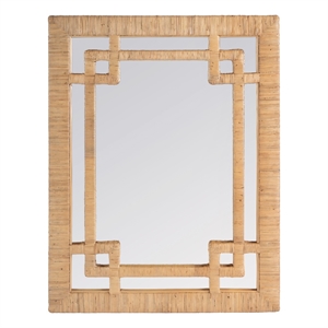 Beaumont Lane Coastal Woven Rattan Wall Mirror in Natural Rattan