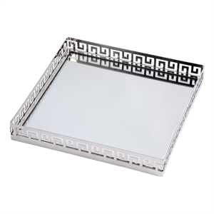Beaumont Lane Contemporary Square Serving Tray in Polished Silver
