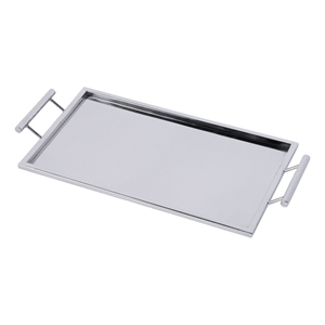 Beaumont Lane Modern Rectangle Serving Tray in Polished Silver