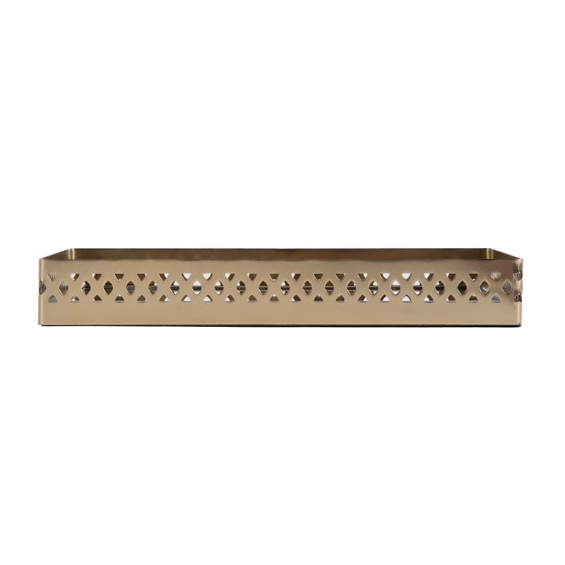 Beaumont Lane Modern Rectangle Serving Tray in Polished Gold