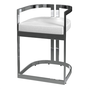 Beaumont Lane Modern Faux Leather 23&quot Dining Stool in Nickel Plated