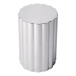 Beaumont Lane Metal Contemporary Side Table in Polished Silver