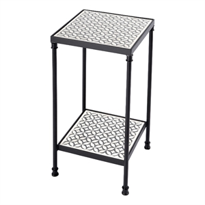 Beaumont Lane Modern Resin and Bone Inlay Side Table in Gray Bone Inlay