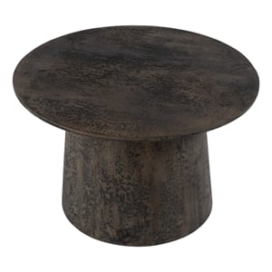 Beaumont Lane Mid-Century 23.5&quotW Round Drum Coffee Table in Antique Walnut