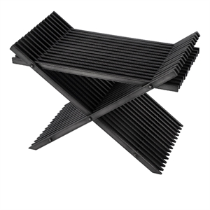 Beaumont Lane Modern 15.5&quot Iron X-Base Slatted Accent Stool in Black
